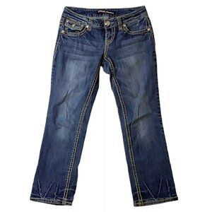ZCO Jeans Blue Denim Thick Stitch Low Rise Cropped Jeans Juniors Size 3